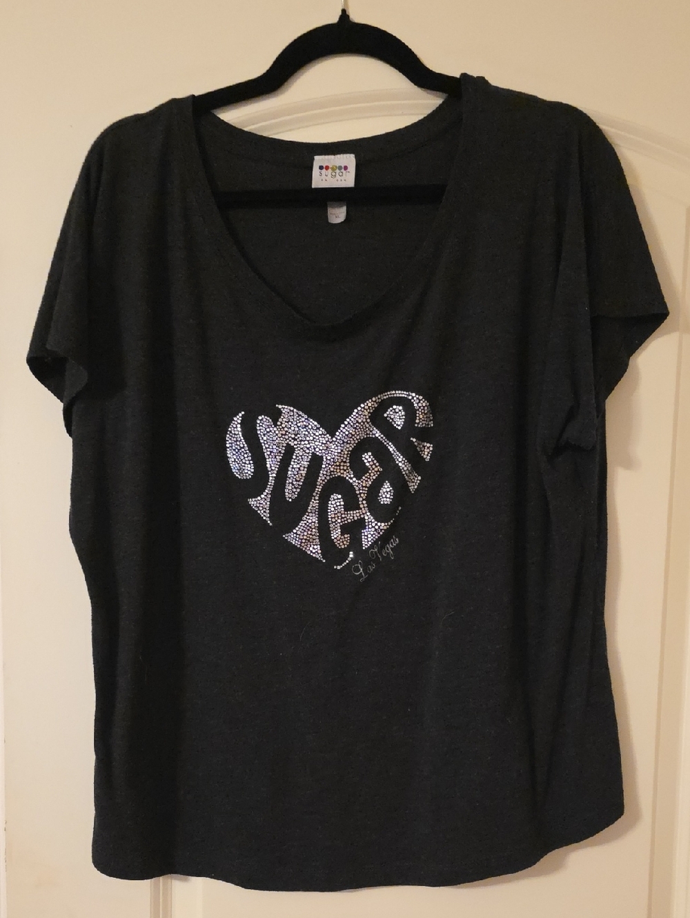 CHARCOAL 'SUGAR FACTORY' Rhinestone Heart Tee